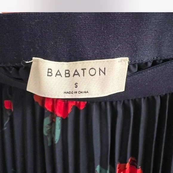 Babaton aritzia Red and Blue Pleated Pencil Midi Skirt - Picture 3 of 6